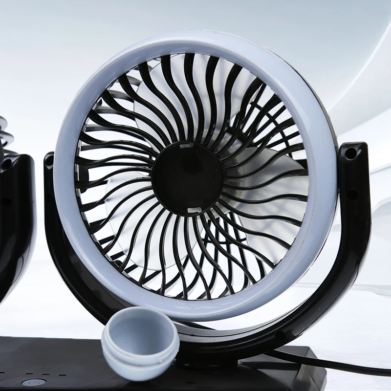 Double head adjustable USB 360 degree rotating 5v fragrance car cooling fan for cars, trucks, yachts, household