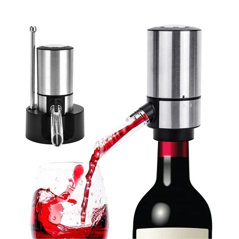 Portable Retractable Tube Stainless Steel One Touch Automatic Smart Decanter Dispenser Electric Wine Aerator Pourer