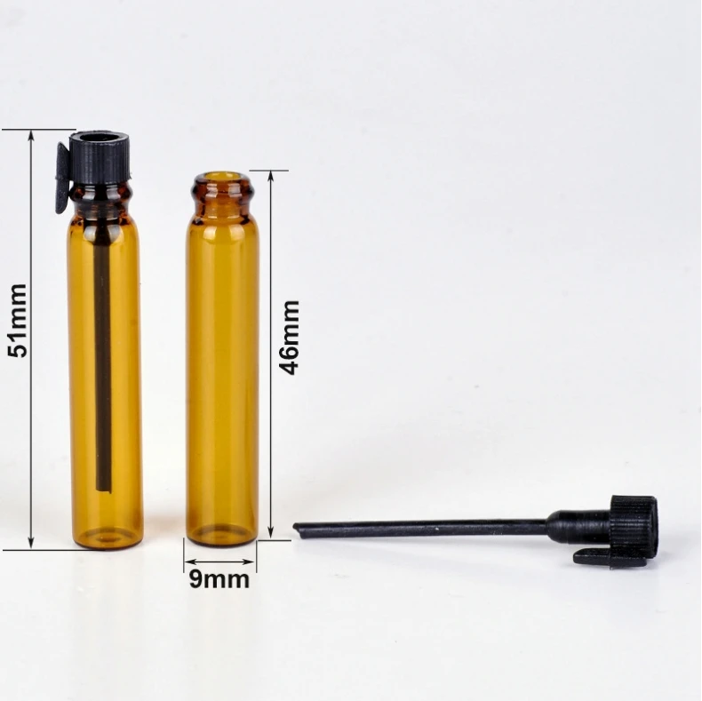 1ml 2ml Mini Refillable Portable Amber Glass Sample Test Bottle for essential oil