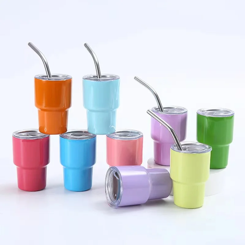 Hot Selling Stainless Steel 2oz shot glasses with stainless steel straw
