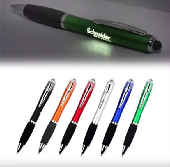 Light Laser LED Ballpoint Design Touch Screen Quality Plastic Stylus Wholesale Advertising Pens Promotion Custom with Light Logo