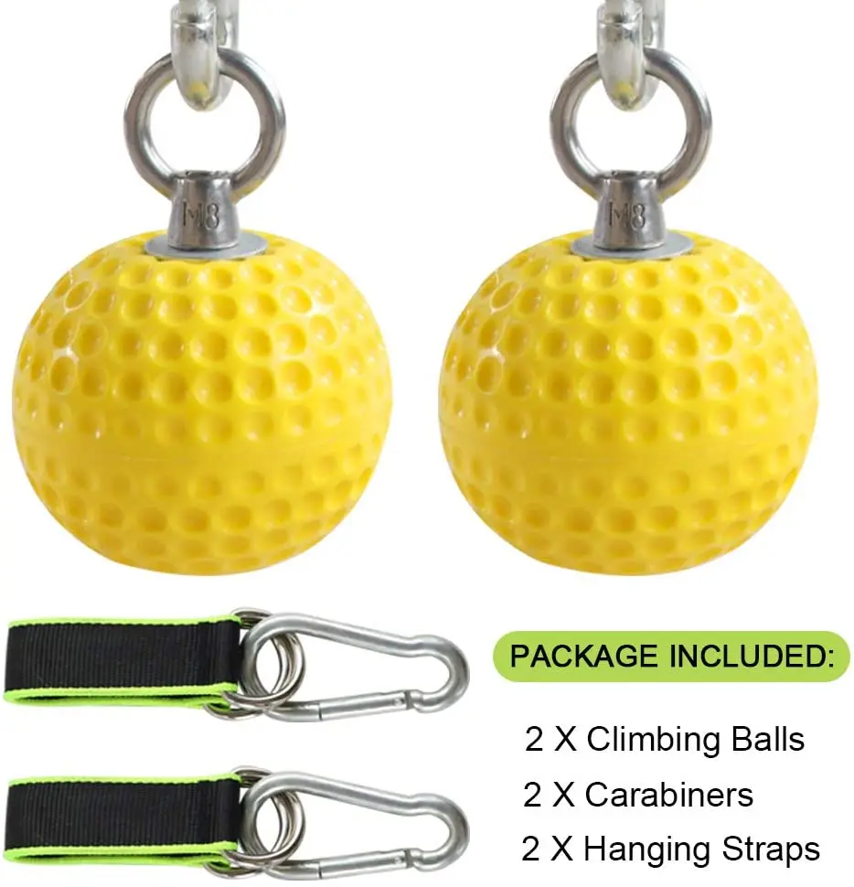 Climbing Pull Up Power Ball Hold Grips with Straps. Non-Slip Hand Grips Strength Trainer Exerciser for Bouldering