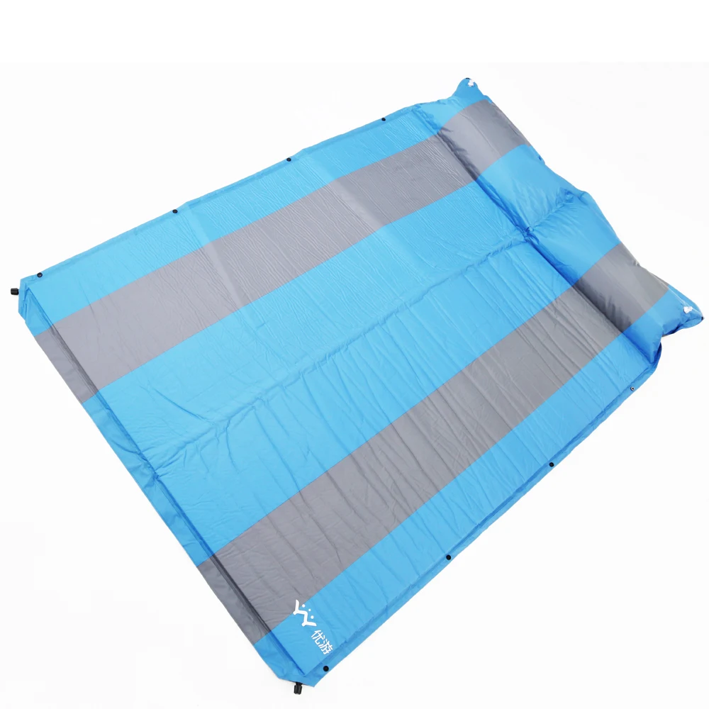 Pongee double Self Inflating outdoor camping folding mat with pillow