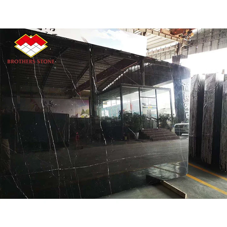 2022 Prefab houses black marble tile Nero Marquina marble Black marble