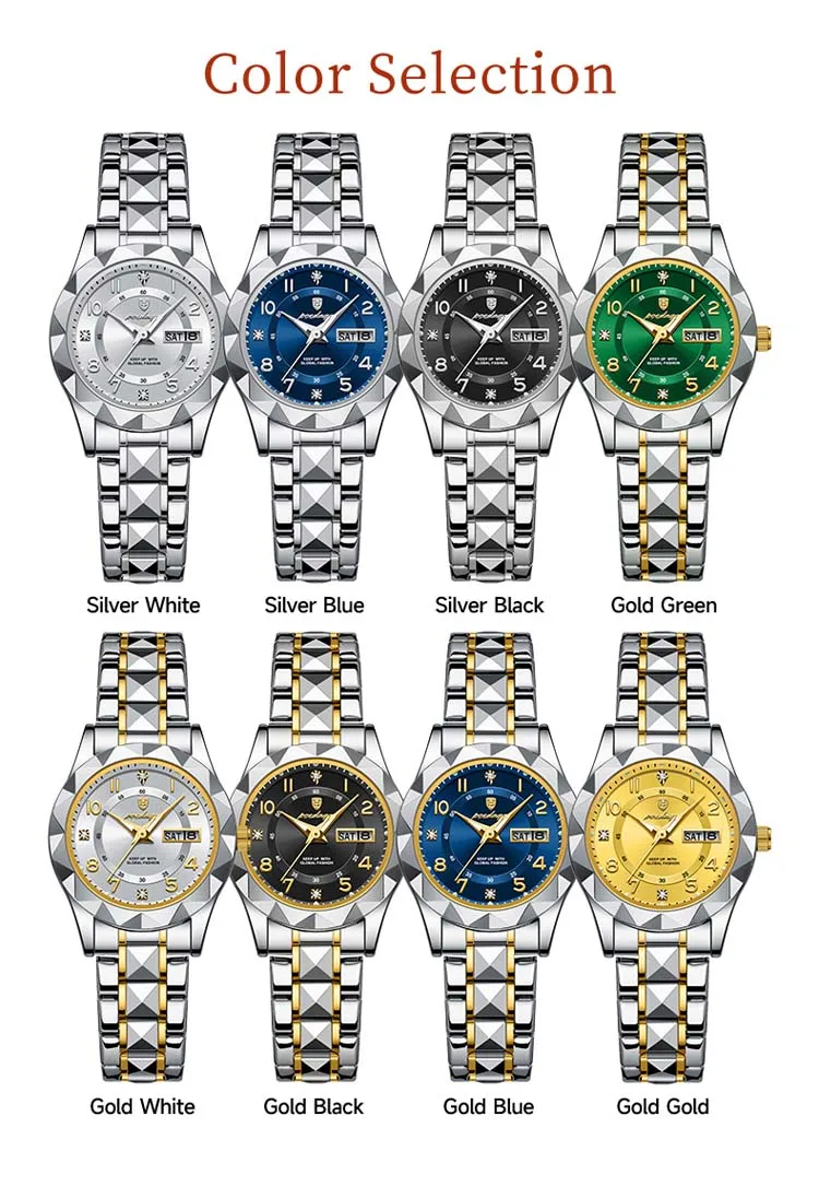 POEDAGAR 782 hot sell custom face lady quartz watch latest Steel Strap water resist Luminous date display moq 1 Casual watch set