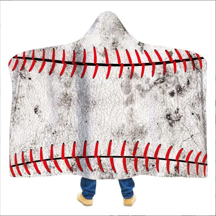 Soccer Bathing Towel Swaddle Softball Blankets Sherpa Sports Cloak Cape Fleece Football Bathrobe Shawl Baseball Hooded Blankets