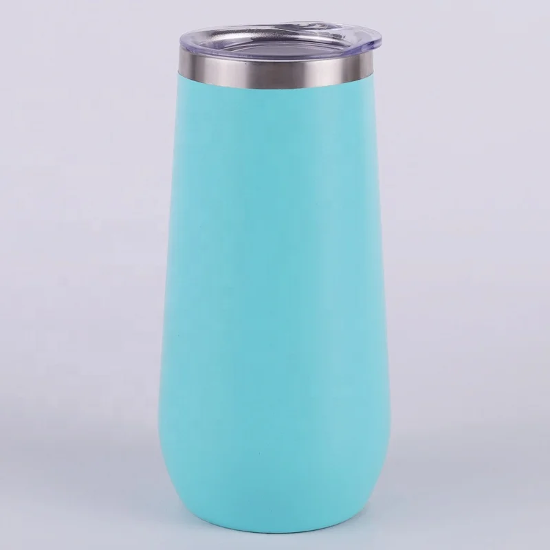 Hot sell 16oz powder coated double wall stainless steel wine tumbler insulated vacuum egg shape mug wine with lid