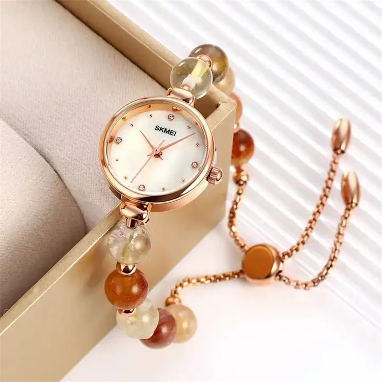 SKMEI Women Romantic Quartz Watches natural stone Female Clock pearl Bracelet Ladies Wristwatches Relogio Feminino Relojes 1983