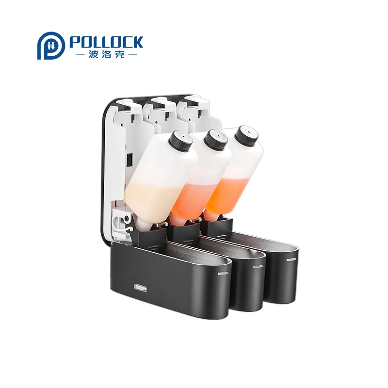 3 chamber abs wall mounted cute blacksoap dispenser for toilet