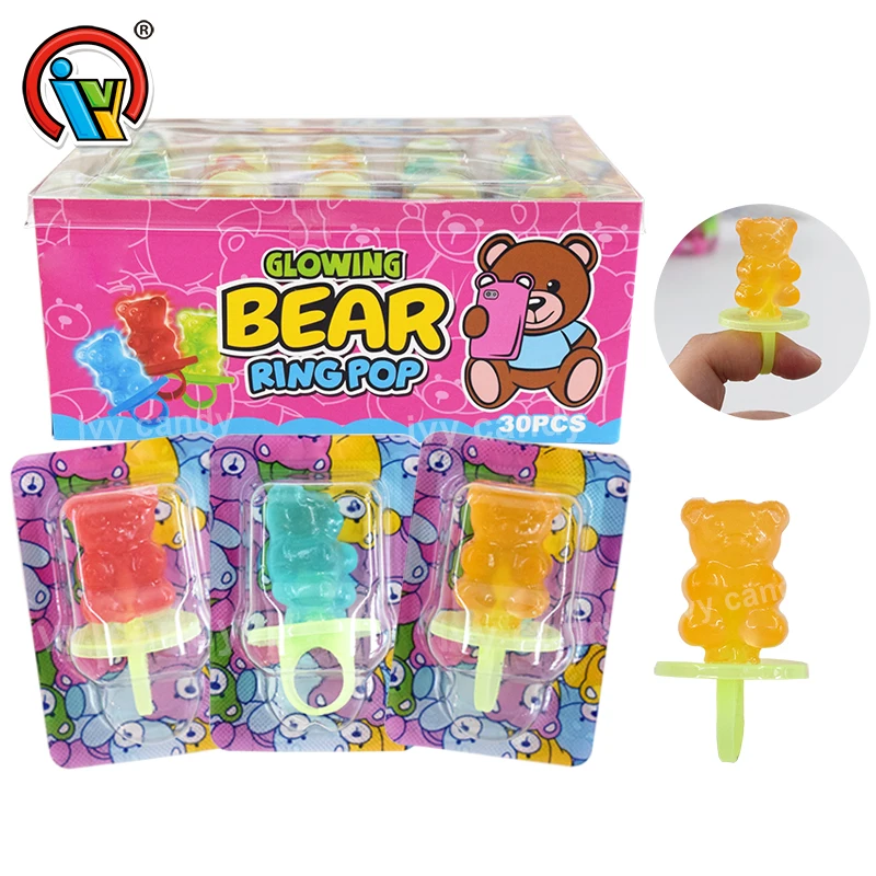 Lovely shaped bear ring pop lollipop hard candy for kids