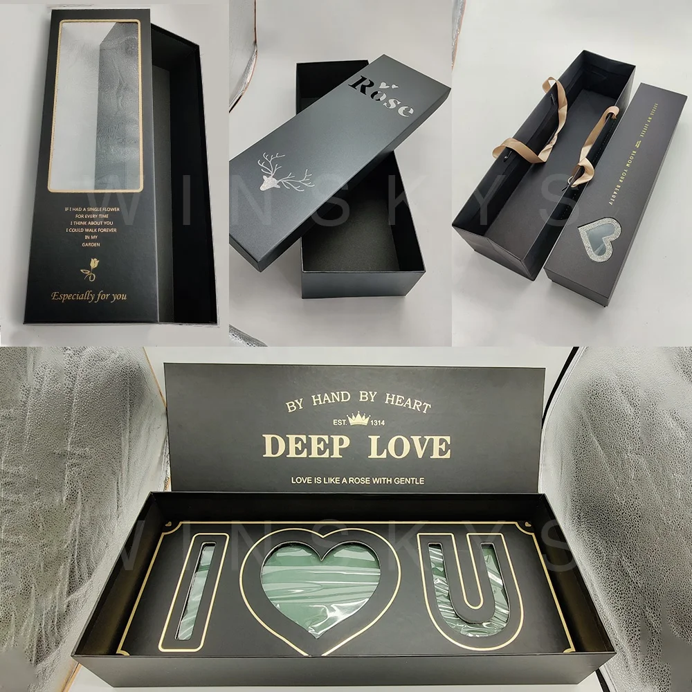  Круглая Роскошная шляпа розового и черного цвета с надписью «i love you» картонная долговечная консервированная коробка розами цветами бумага для