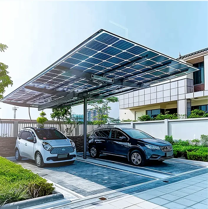 Solar Carport Aluminum carport / Car Parking Mounting Brackets for two cars solar carport water prevention