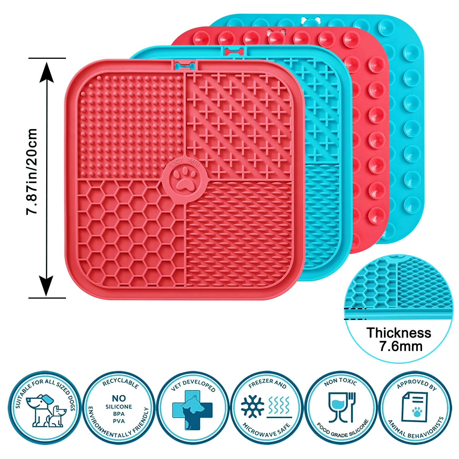 Custom Dog Lick Mat Silicone Lick Pad Anxiety Relief Slow Feeder Dog Bowls with Suction Cups