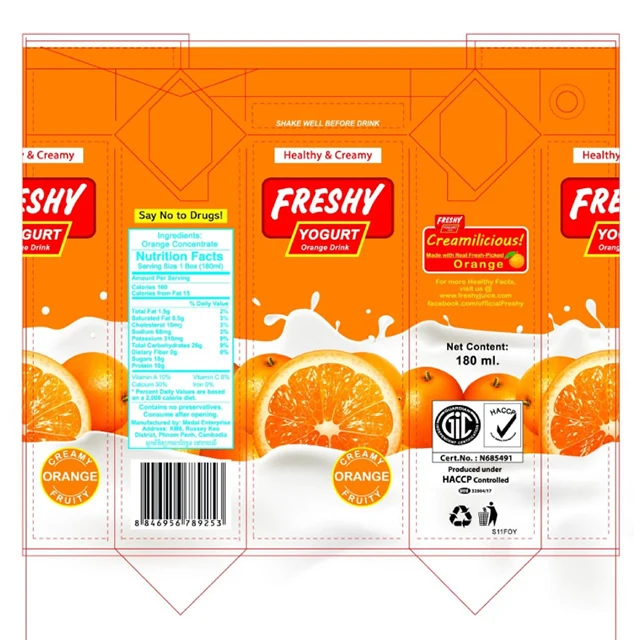  Высокое качество хорошее difestion Freshy йогурт Оранжевый Напиток для продажи