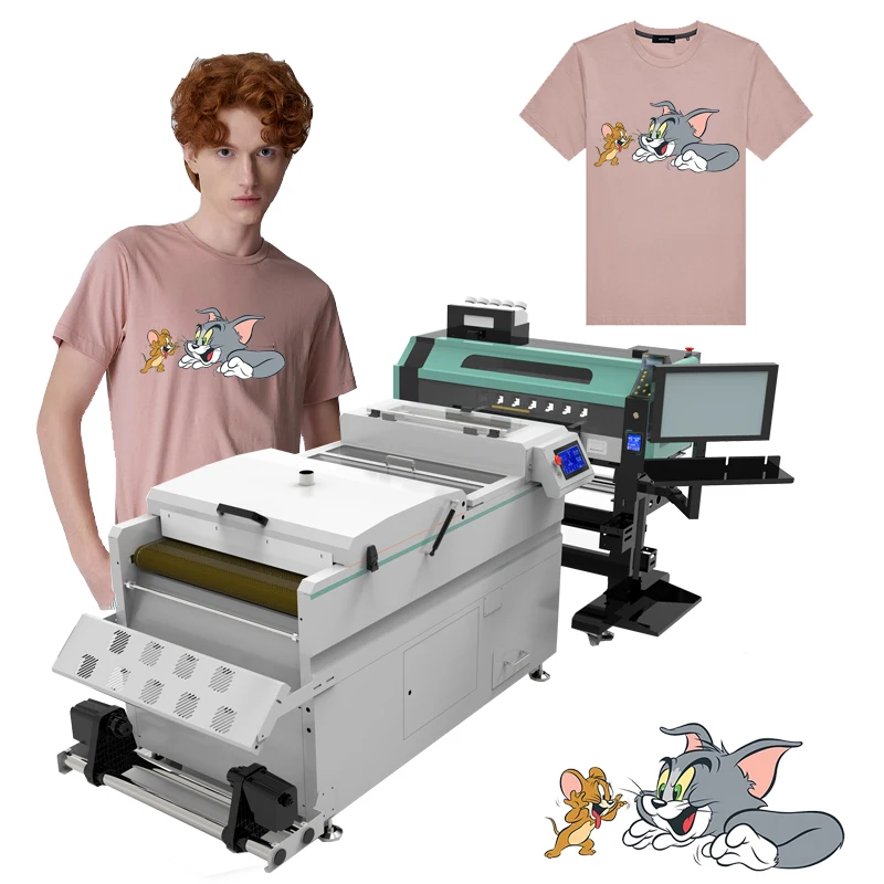 Manufacturer DTF Printing Equipment PET Film 45cm 60cm DTF Printer 2*I3200 or i1600 heads with powder shaker for Fabric Tshirt