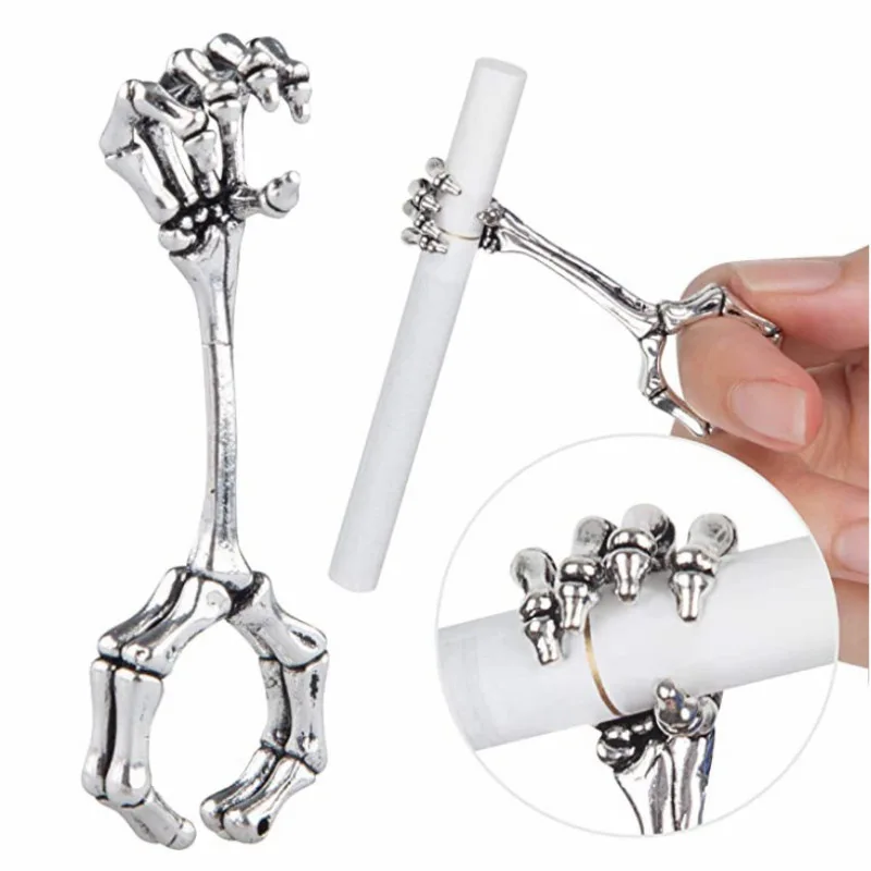 Cross border hand bone cigarette holder skull pattern ring personalized cigarette holder and clamp