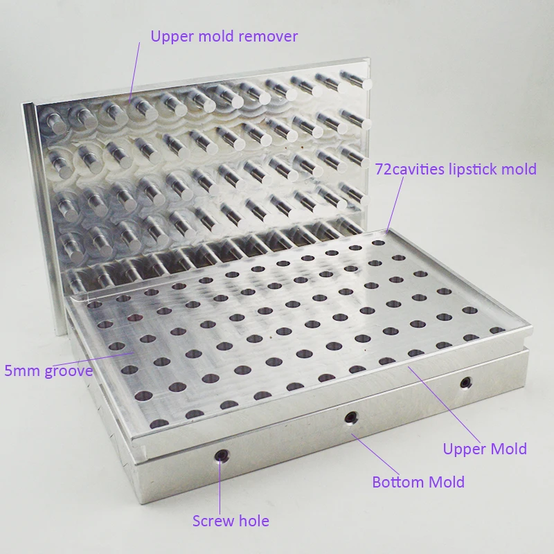 Manual Maker 72 Cavities Metal Alloy Waterdrop Lipstick Mold Cup Size 12.1mm 12.7mm