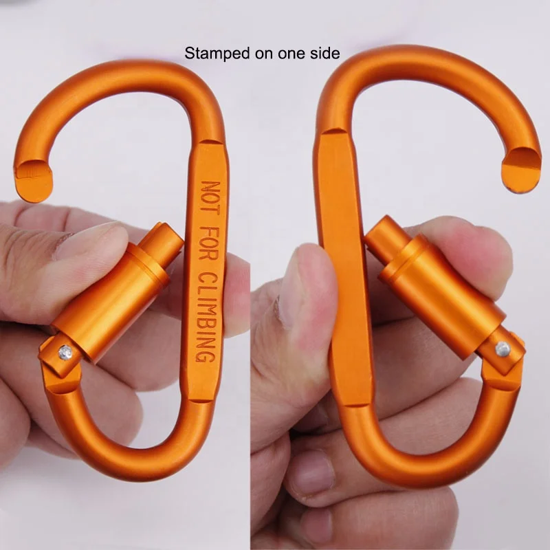 baichao 8#D shaped locking flat aluminum alloy Metal snap swivel keychain quick link hooks screw-on biner clip Hanging carabiner