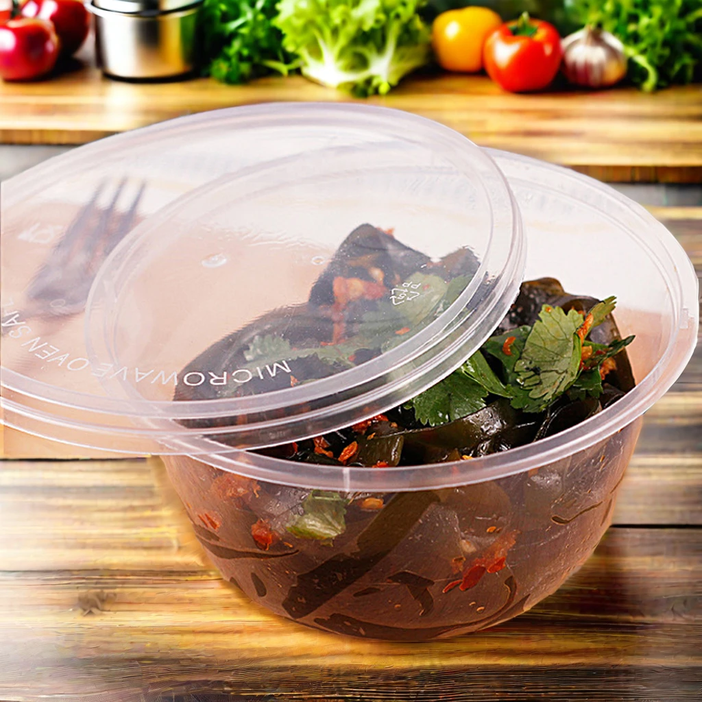 Disposable Take Away Food Box 16oz-48oz Plastic Togo Soup Salad Bowls with Lids Carton Packing Food Grade Single Compartment