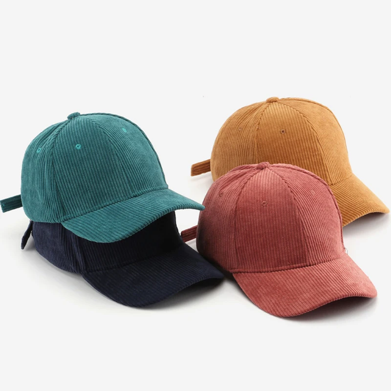 HOT SALE unisex 6 panel vintage structured corduroy baseball hat autumn winter colorful sport cap