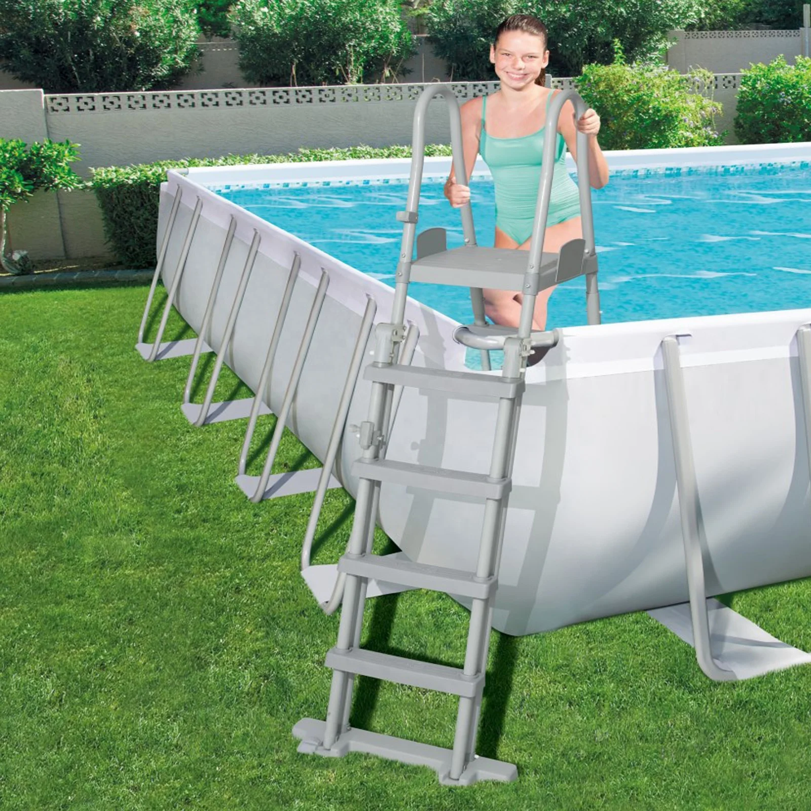 Bestway 56474  24FT  7m Large Rectangular PVC Swimming  Pool Set With Pool  Cover & Safety Ladder & Filter Pump