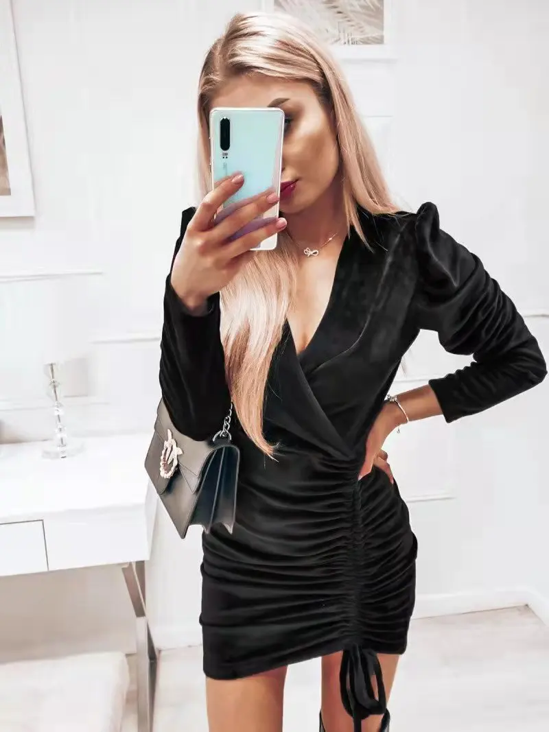 Stylish Sexy Classy Dress New Arrival Turkey Dresses  Velvet Fabric Long Sleeve Elegant Casual Dresses Ladies