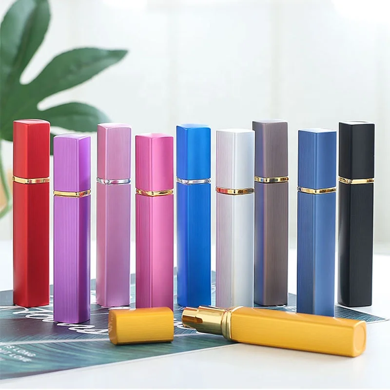 Low MOQ 12ml refillable rectangle square flexog perfume spray bottle atomizer ready to ship