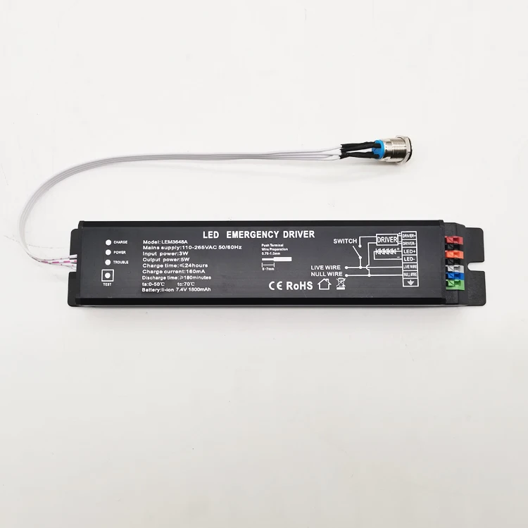 5-200W panel light/downlight/tri-proof lamp emergency ballast led waterproof test button and led indicator