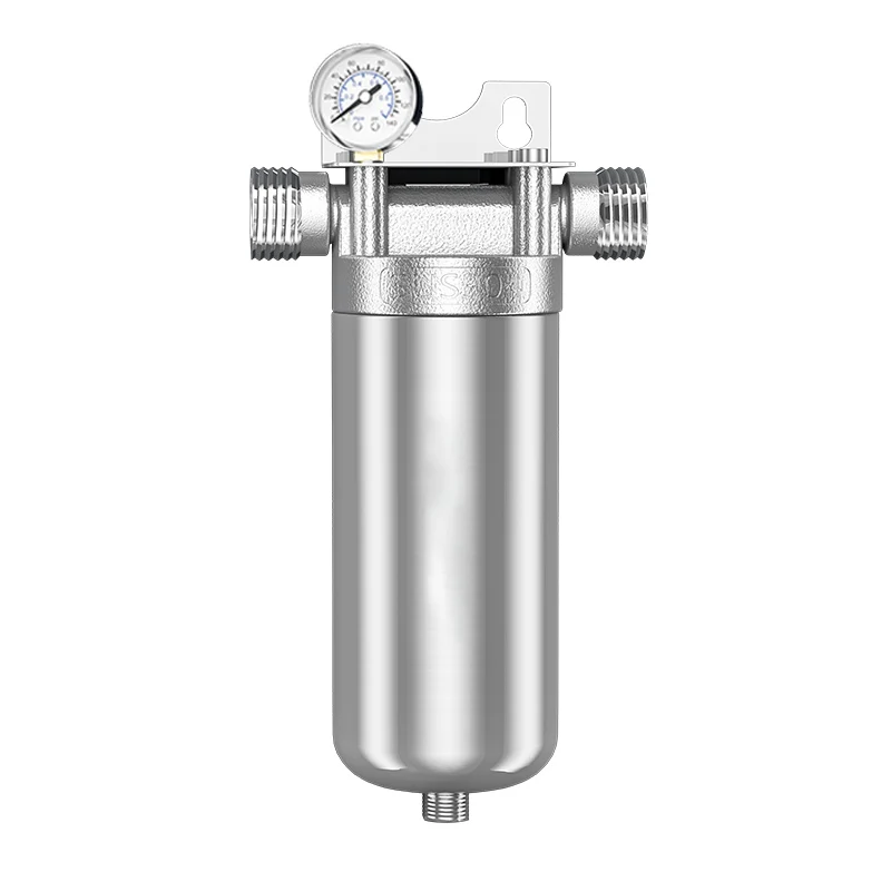304 Stainless Steel 20Inch 40 Micron 15000L High Flow Whole House Sediment Front Water Filter With Pressure Gauge