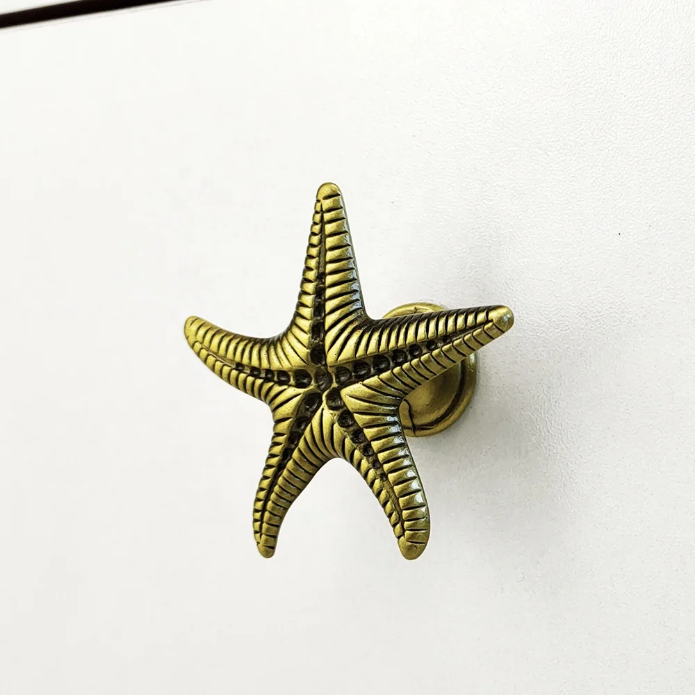 Starfish Knobs Coastal Beach Ocean Theme Single Hole Pulls Handles for Cabinet Drawer Cupboard
