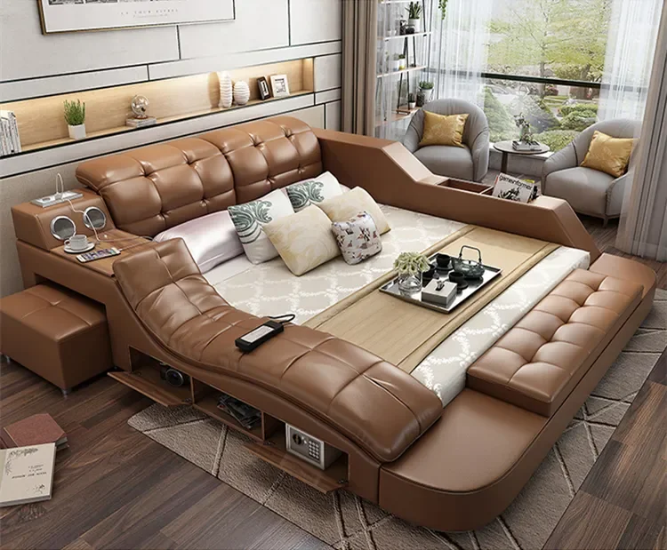 King size bed with pull out full set fitted sheet extra deep velvet headboard storage upholstered luxury platform king size bed