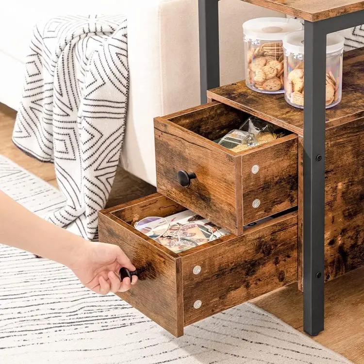 Wholesale Custom Design Side Table with Double Drawers OEM 2 Drawers End Tables