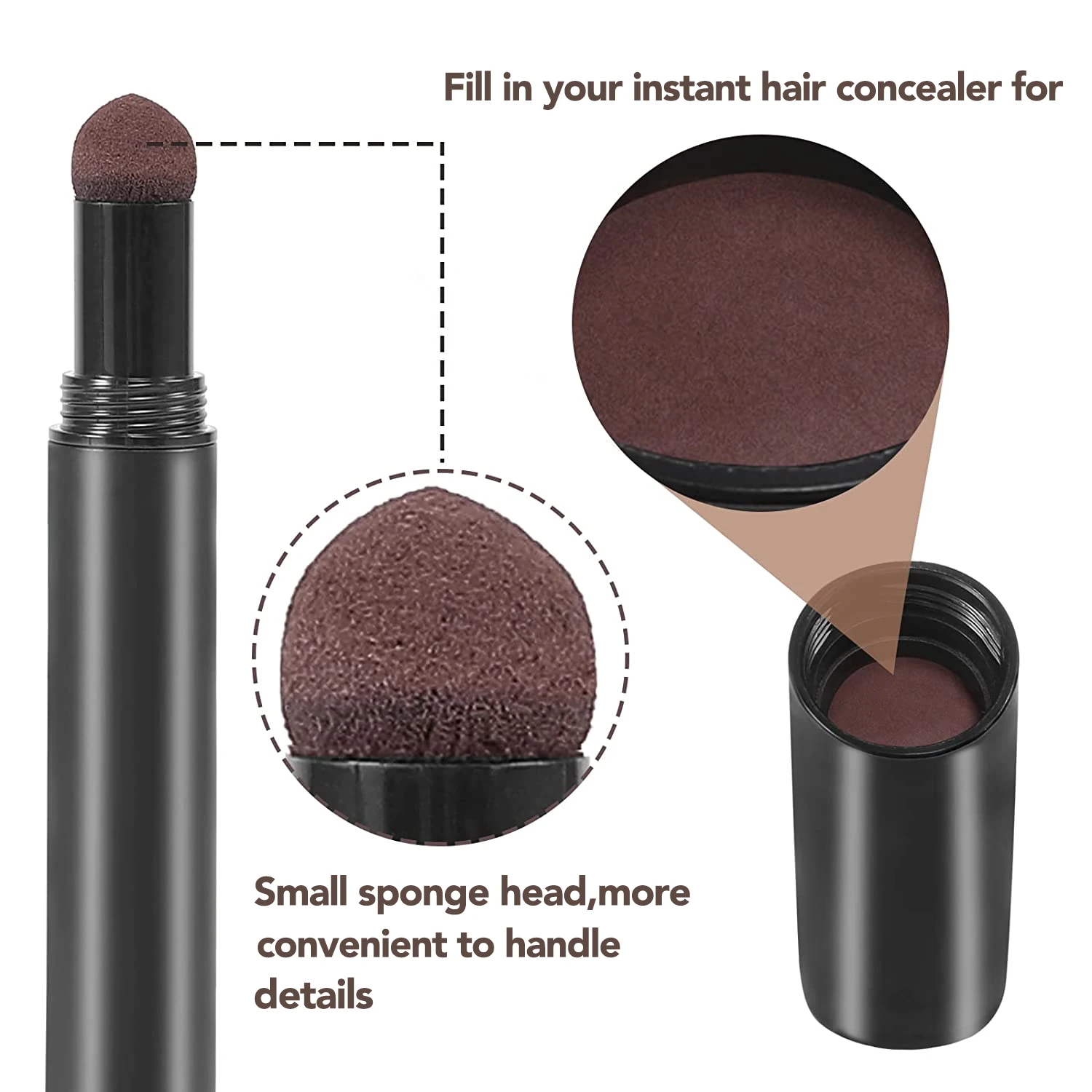 Private label empty makeup cushion pen stick 2 in 1 container for eye shadow/eyebrow/hairline powder with sponge head