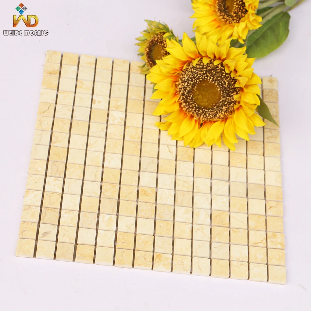 Factory direct supply Egyptian Yellow marble mosaic tile 23*23mm Sunny beige stone mosaic tile