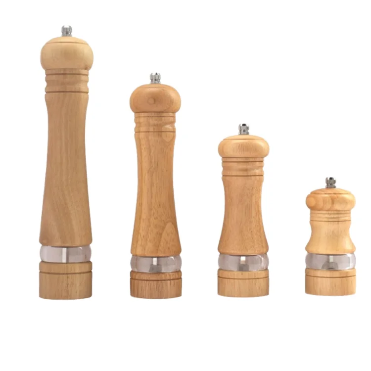 Manual Wooden Bottle Salt Pepper Shakers Oak Wood Refillable Salt Pepper Mill for BBQ