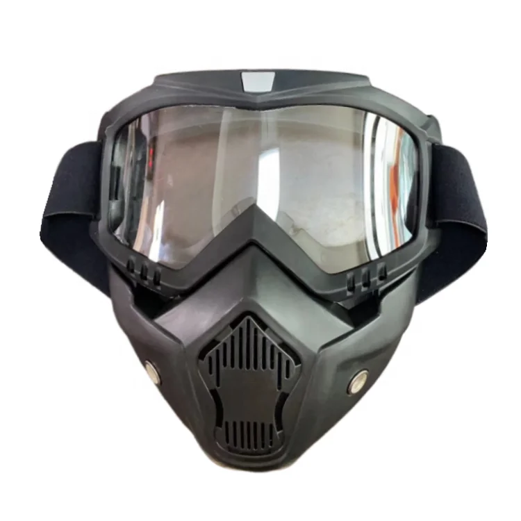 Adjustable Full Face protective Tactical Paintball Mask Motorcycle helmet Goggle Riding Goggles Mask with Detachable shield