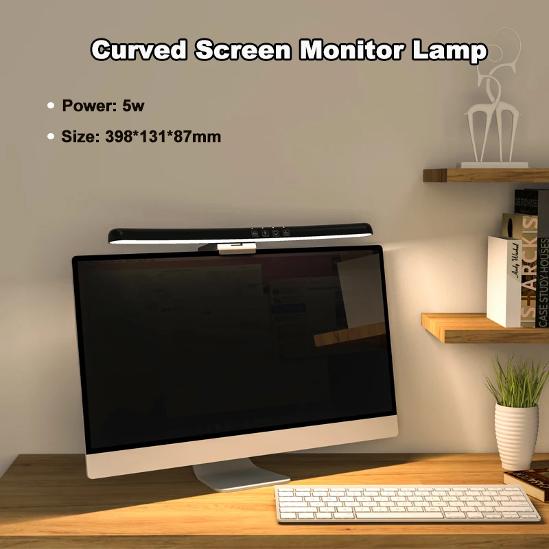 Curved Screenbar Monitor Light 3-Mode 7 Color Backlight Office Gaming Computer Lamp Desktop Led Screen Bar Hanging Light