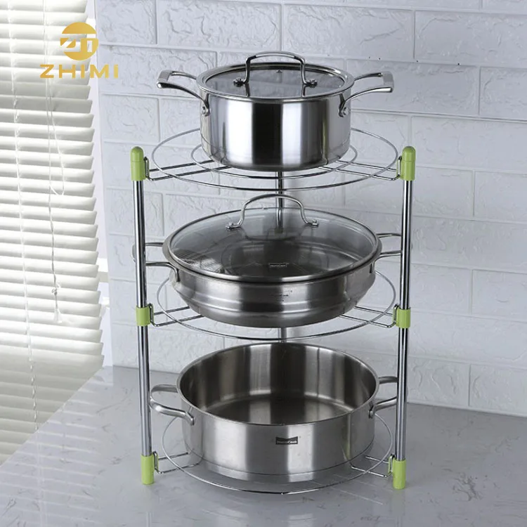 High Quality Metal Iron Standing 5 Tiers Pots and Pans Storage Rack