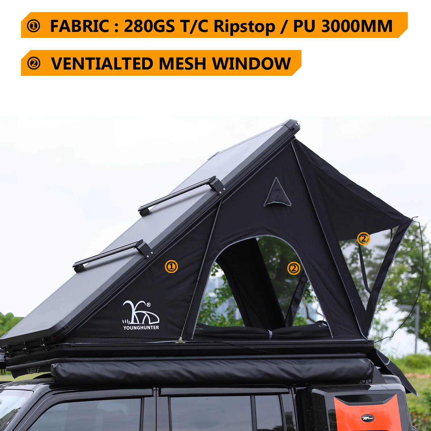 210x130x150cm Aluminum Hard Shell Suv Pop Up New Style Triangle Car Roof Top Tent