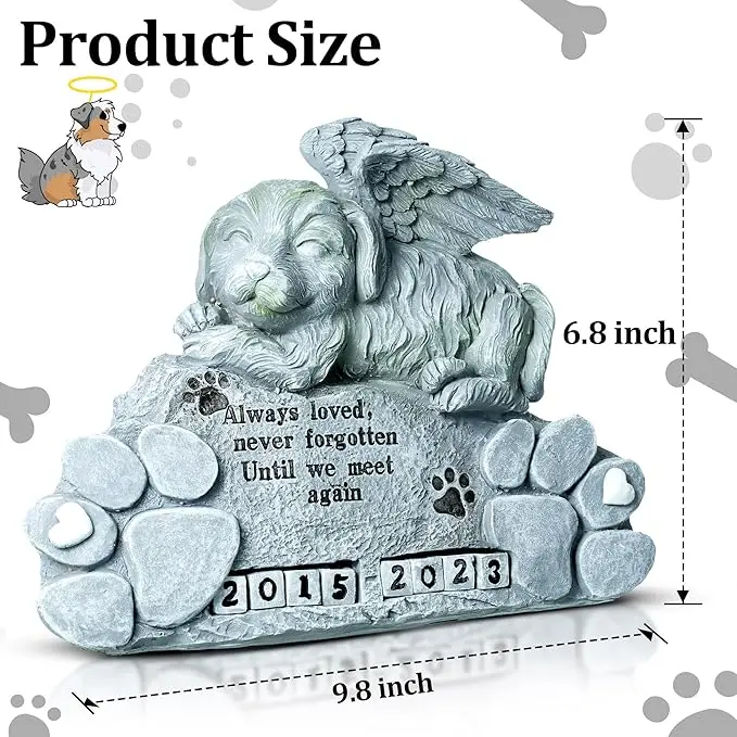 Dog Memorial Stone for Dog Passing Away, Pet Tribute Statue Gift for Loss of Dog, Pets Grave Marker Garden Resin Dog Ornament