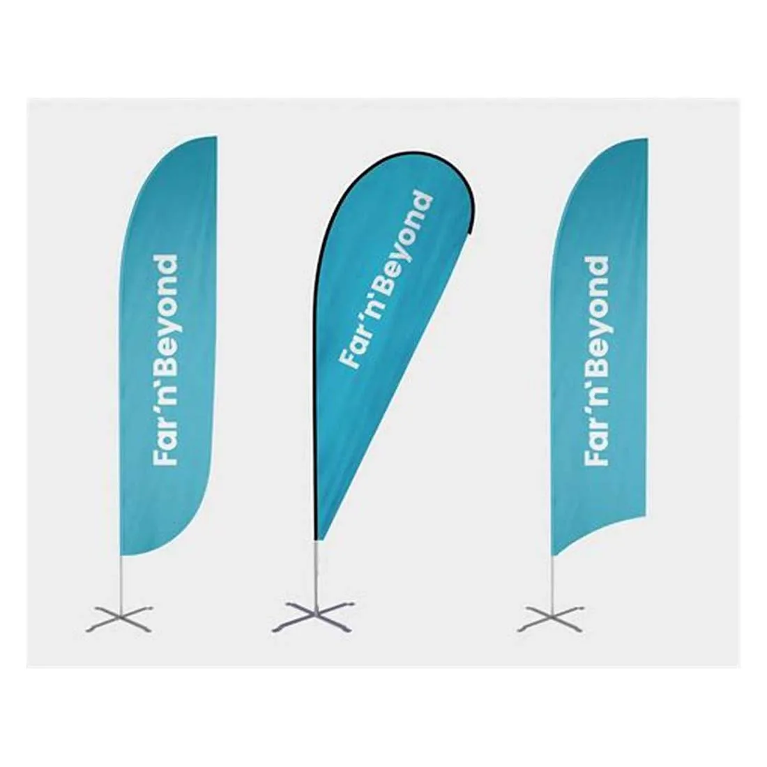 Outdoor advertising banner stands custom logo polyester pole teardrop bow flex flying beach feather flag