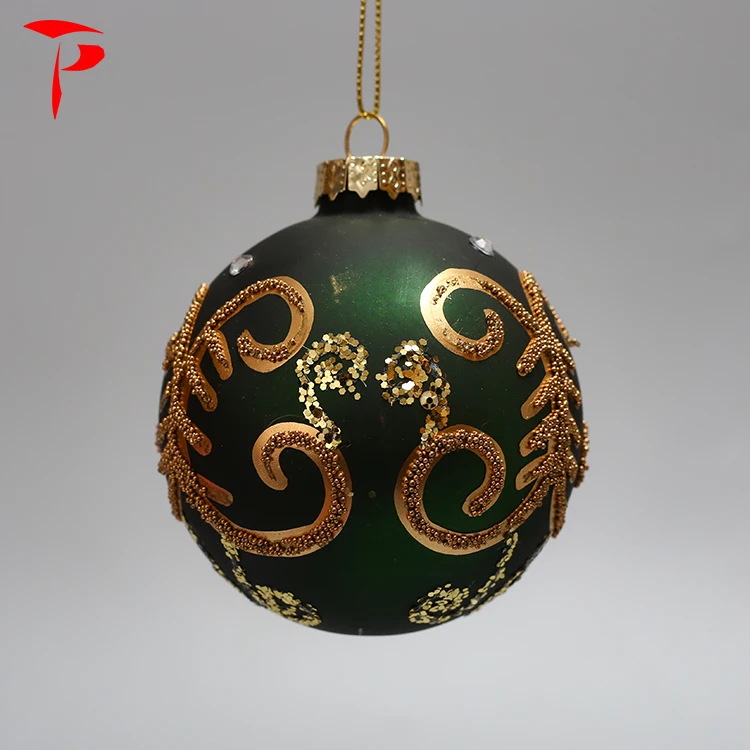 Wholesale Cone Velvet Green Christmas Decoration Ball with Sequins Ornaments Bulk Vintage