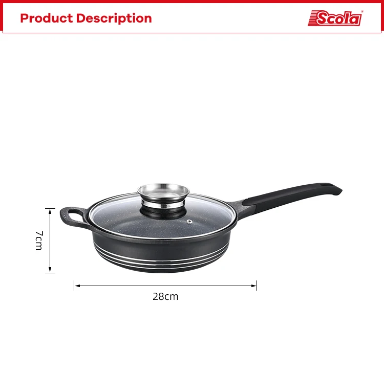 High Quality 24cm 28cm Aluminum Pots Frypan Cooking Nonstick Kitchen Ware Cookware
