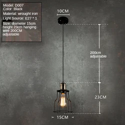 Retro loft hanging wire Suspended chandelier creative personality single restaurant bar table industrial lamp Edison bulb