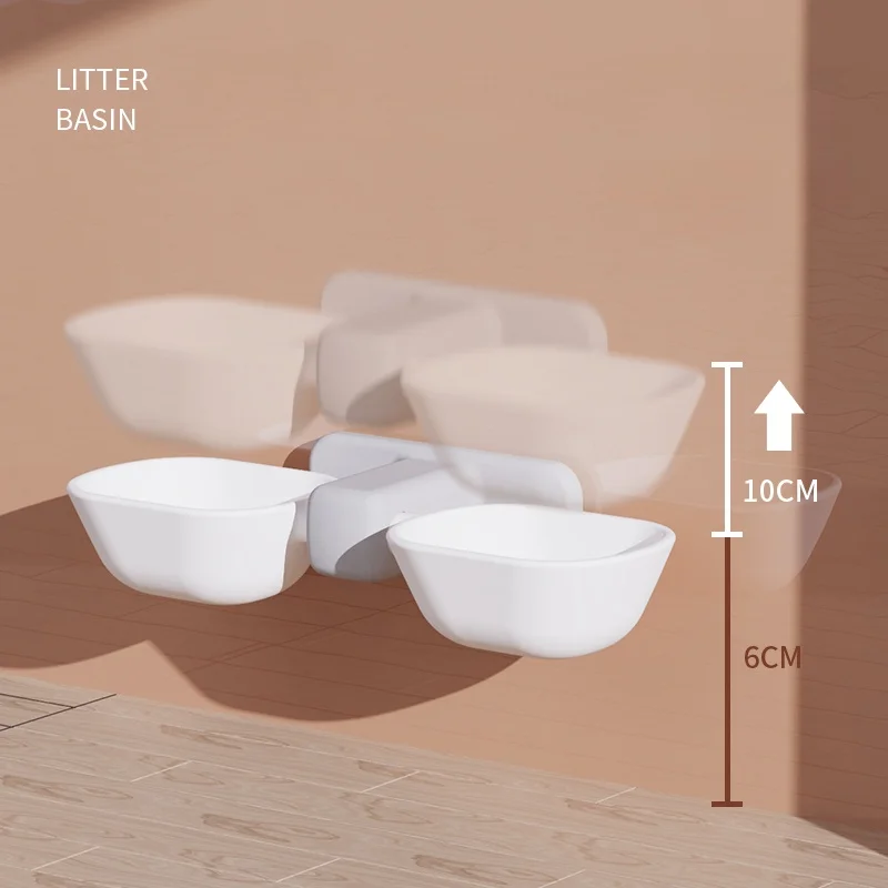 Dog Cat Bowl Wall Mounted Shelf Acrylic Wall Mounted Raised Customized Height Pet Feeder