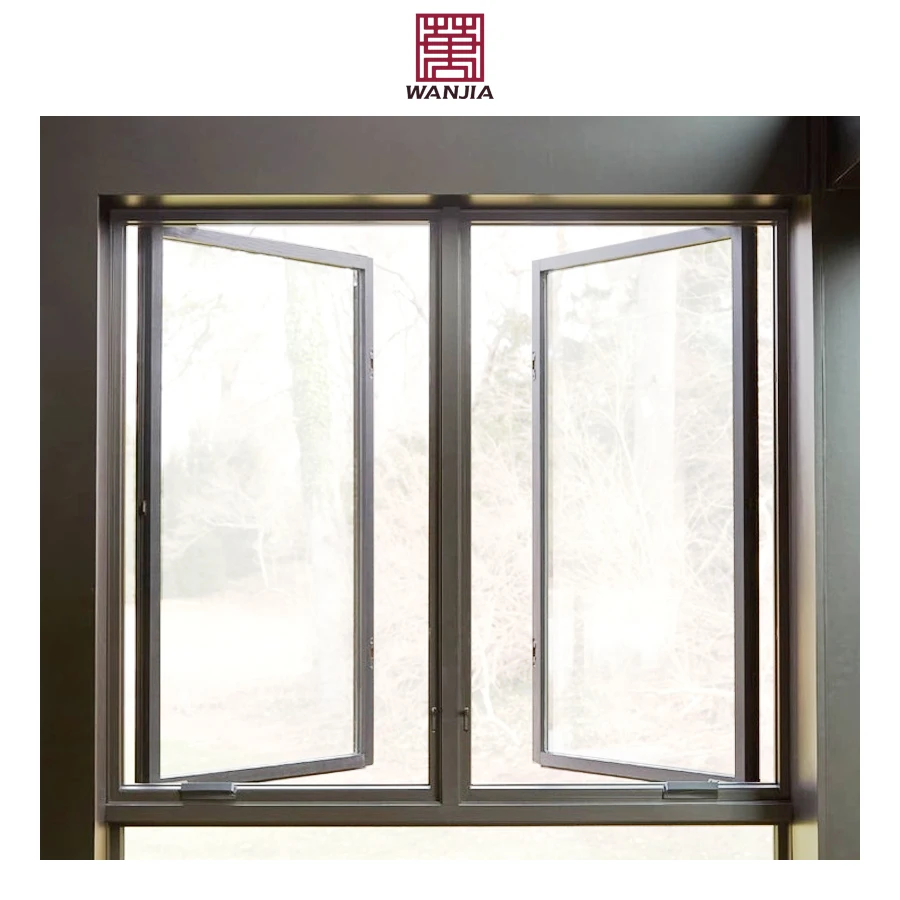 WANJIA simple design aluminum french casement window CE certificates casement windows