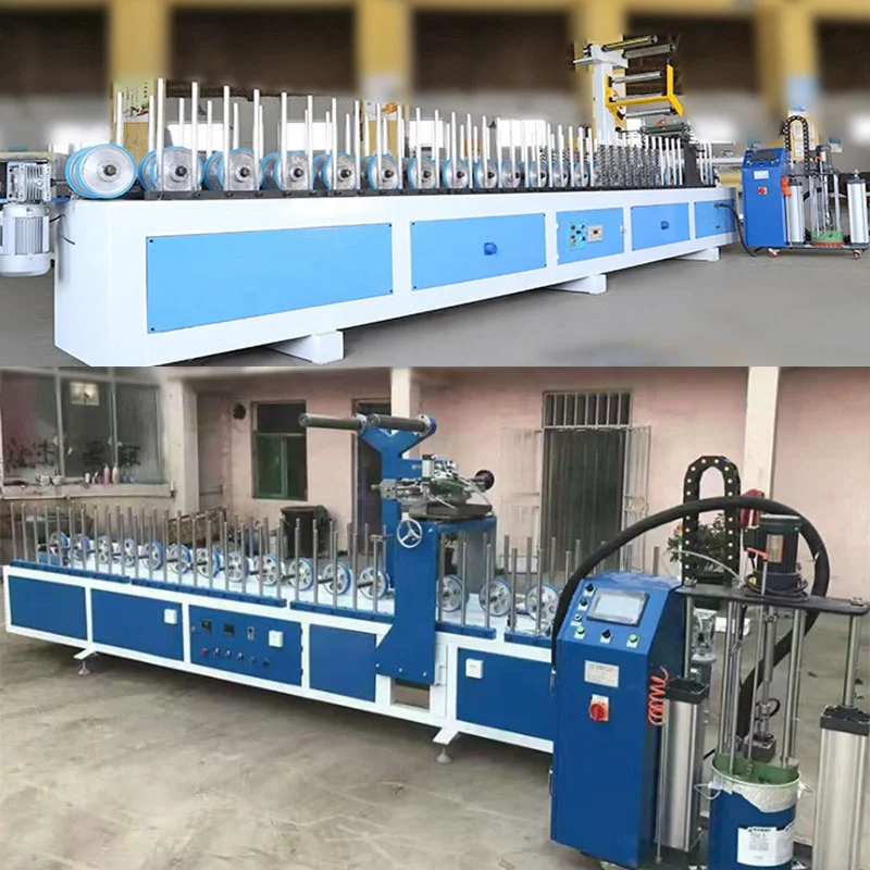 PUR Hot Melt Glue PVC and Veneer Laminating Profile Wrapping Machine