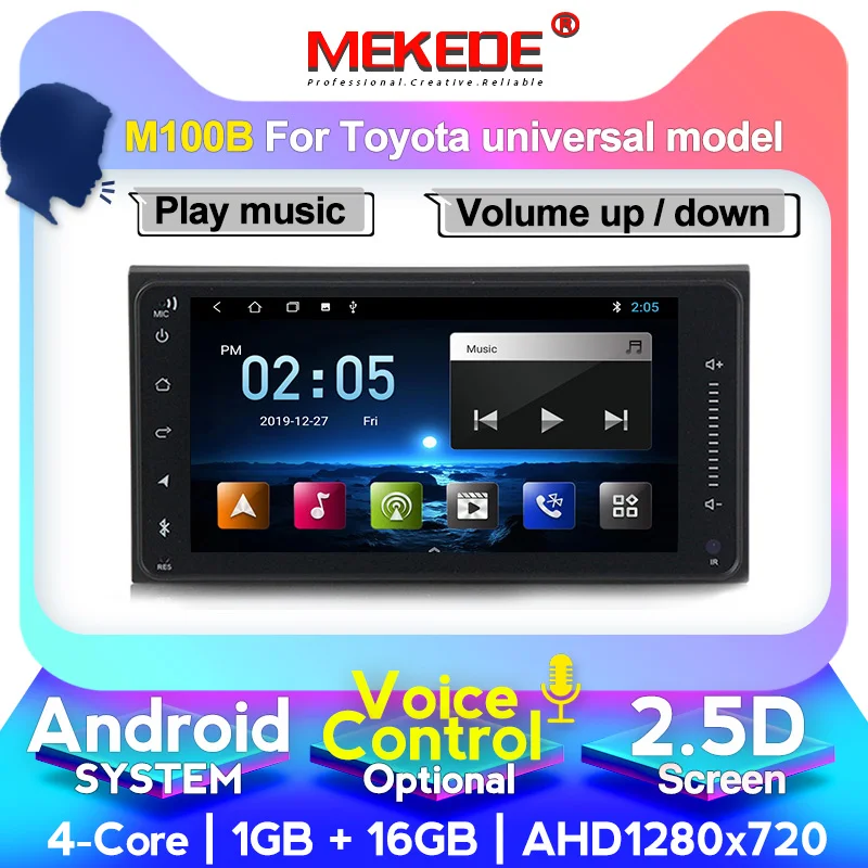  Mekede 7 дюймов Android 9 4Core 1G + 16G Мобильный DVR для Toyota Camry RAV4 Highlander hilux Универсальный Corolla GPS аудио