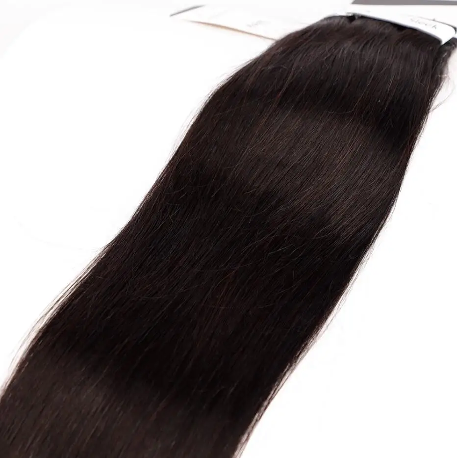 sleek wholesale High quality 100 g 10 to 24 inches raw Indian virgin double drawn straight wave human hair extension for women