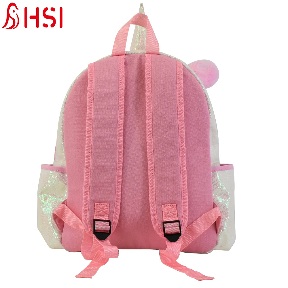 Fashion trendy custom plush  animal unicorn school bag  glitter  backpack for girls kids